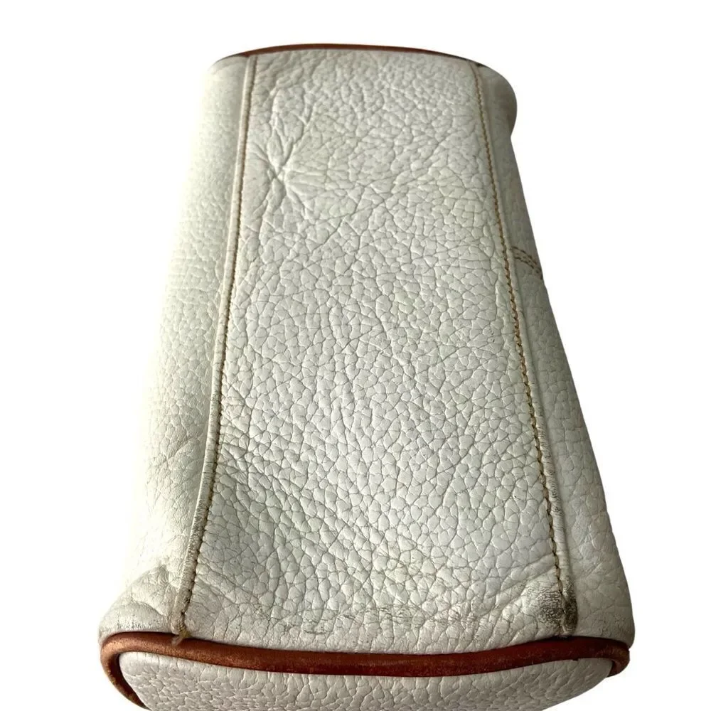 Vintage Liz Claiborne Cream and Brown Leather Satchel Bag